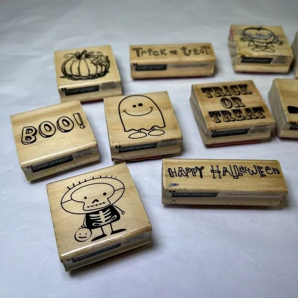 Craft Smart Lot of 13 Popular HALLOWEEN Rubber Stamps Mixed Set Fall Trick Treat - Picture 3 of 4